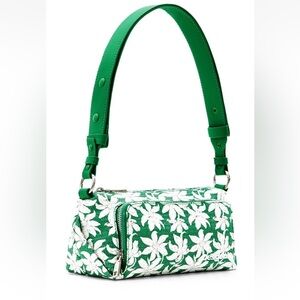Desigual Green and White Floral Shoulder Bag